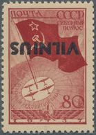 Dt. Besetzung II WK - Litauen: VILNIUS: 'Nordpolflug' 80 K. Karmin, Mit Abarten "AUFDRUCK KOPFSTEHEN - Besetzungen 1938-45