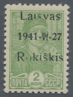 Dt. Besetzung II WK - Litauen - Rakischki (Rokiskis): Unverausgabte 2 K. Gelblichgrün Mit Schwarzem - Occupation 1938-45