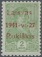 Dt. Besetzung II WK - Litauen - Rakischki (Rokiskis): Unverausgabte 2 K. Gelblichgrün Mit Rotem Aufd - Besetzungen 1938-45