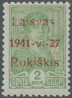 Dt. Besetzung II WK - Litauen - Rakischki (Rokiskis): Unverausgabte 2 K. Gelblichgrün Mit Rotem Aufd - Occupation 1938-45