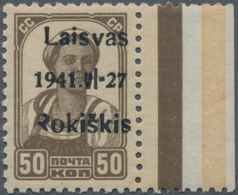 Dt. Besetzung II WK - Litauen - Rakischki (Rokiskis): Randstück Der 50 K. Braun Mit Variante Des Sch - Occupazione 1938 – 45