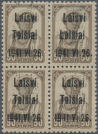 Dt. Besetzung II WK - Litauen - Telschen (Telsiai): 50 Kop. Braun Im 4er-Block, 1. Auflage, Bogenfel - Bezetting 1938-45