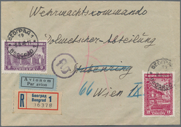 Dt. Besetzung II WK - Serbien: 1942. 2 D Schwarzviolettpurpur Und 12 D Dunkelmagenta Auf Zensiertem - Occupation 1938-45