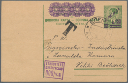 Dt. Besetzung II WK - Serbien - Ganzsachen: 1943. 1.50 D Auf 1.50 Din Grün Postkarte, Dunkelviolette - Bezetting 1938-45