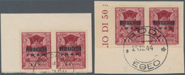 Feldpostmarken: 1944, Rhodos Zulassungsmarken Mit Aufdruck „WEIHNACHTEN 1944” In Type III Und IV Auf - Otros & Sin Clasificación