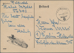 Feldpost 2. Weltkrieg: 1945, Feldpostkarte Mit Abbildung Eine U-Bootes Von FP-Nummer 56340 Rgts. Sta - Other & Unclassified