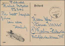 Feldpost 2. Weltkrieg: 1945, Feldpostkarte Mit Abbildung Eine U-Bootes Von FP-Nummer 56340 Rgts. Sta - Otros & Sin Clasificación