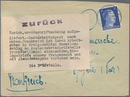 Zensurpost: 1942 (21.10.), Hinweiszettel "Zurück, Unvorschriftsmäßig Aufge- Liefert.- Gastarbeiterpo - Altri & Non Classificati