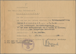 Kriegsgefangenen-Lagerpost: 1938, KZ Sachsenhausen, Begleitbeleg Für Einen Vorbeugungshäftling Zur Ü - Sonstige & Ohne Zuordnung