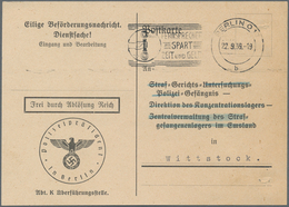 Kriegsgefangenen-Lagerpost: 1939 - 1941, KZ-Gefängnispost: 2 Transportkarten-Vordrucke "Frei Durch A - Otros & Sin Clasificación
