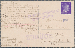 Ghetto-Post: 1943 Ca., LITZMANNSTADT, Postkarte Aus Dem Ghetto, Frankiert Mit Nicht Entwerteter 6 Pf - Other & Unclassified