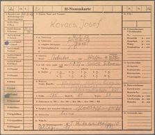 KZ-Post: 1943. Service Record (Stammkarte) For Josef Kovacs; Waffen SS Mauthausen Camp Guard (listed - Brieven En Documenten