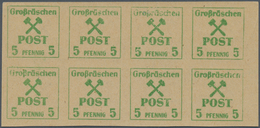 Deutsche Lokalausgaben Ab 1945: GROSSRÄSCHEN, 1945: Freimarken 6 Pf Blau Mit ABART Druck 5Pf Auf Gum - Other & Unclassified