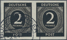 Alliierte Besetzung - Gemeinschaftsausgaben: 1946, 2 Pf Ziffer Im UNGEZÄHNTEN Waagrechten Paar, Gest - Sonstige & Ohne Zuordnung