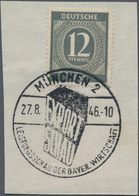 Alliierte Besetzung - Gemeinschaftsausgaben: 1946, 12 Pfg. Ziffer Seltene Farbe Dunkelgrüngrau Geste - Autres & Non Classés