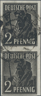 Alliierte Besetzung - Gemeinschaftsausgaben: 1946, 2 Pf Arbeiter Im UNGEZÄHNTEN Senkrechten Paar Bed - Autres & Non Classés