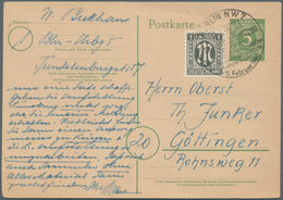 Alliierte Besetzung - Ganzsachen: 1946, Postkarte 5 Pf Grün Kontrollrat I, Mit Zfr 1 Pf AM-Post Und - Other & Unclassified