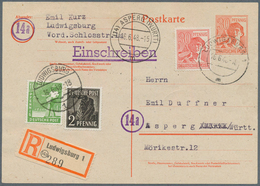 Alliierte Besetzung - Ganzsachen: 1948, Partie Mit 7 Gebrauchten Ganzsachenkarten, Dabei Einschreibe - Other & Unclassified