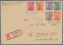 Sowjetische Zone - West-Sachsen: 1945, 5 Pfg. Bis 12 Pfg. Ziffer Mit Postmeister-Durchstich Von Krie - Other & Unclassified