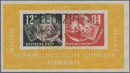 DDR: 1950, DEBRIA Block-Ausgabe Mit PLATTENFEHLER "weißer Punkt Unten Links Im 'R' In 'FRANCO'auf De - Storia Postale