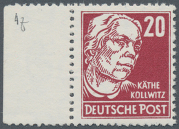 DDR: 1953, 20 Pfg. Köpfe II, Käthe Kollwitz Lebhatkarminrot Auf Gestrichenem Papier Mit Senkrechtem - Lettres & Documents