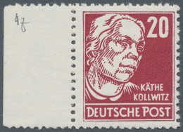 DDR: 1953, 20 Pfg. Köpfe II, Käthe Kollwitz Lebhatkarminrot Auf Gestrichenem Papier Mit Senkrechtem - Cartas & Documentos