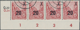 DDR: 1954, Fünfjahrplan-Aufdrucke, 20 Auf 24 Pfg. Bräunlichkarmin Im Waagerechten Eckrandstreifen Li - Covers & Documents