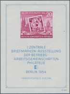 DDR: 1954, Block „Tag Der Marke 1954”, Mit Abart „Punkt über Rechten Blockeinfassungslinie”, In Post - Lettres & Documents