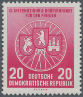 DDR: 1956, Friedensfahrt 20 Pf Mit Wasserzeichen DDR Und Posthorn Senkrecht Stehend In Dem Sehr Selt - Cartas & Documentos