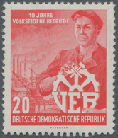 DDR: 1956, 10 Jahre VEB, 20 Pf. Postfrisch Mit Seltenerem Wasserzeichen DDR Und Posthorn Senkrecht I - Cartas & Documentos