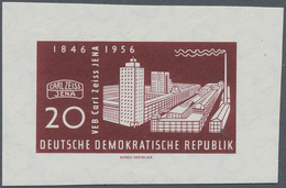 DDR: 1956, Carl-Zeiss-Werke Jena, 20 Pfg. Dunkelkarminbraun Als Ungezähnter Probedruck Auf Gummierte - Covers & Documents