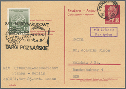 DDR - Ganzsachen: 1956, Antwortkarte 20 Pf Karmin Pieck, Vordruck Deutsch/franz., Mit 10 Pf Zfr Per - Autres & Non Classés