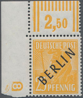 Berlin: 1948, 25 Pfg. Schwarzaufdruck, Eckrand Oben Links Mit Druckerzeichen 8 (neg.), Gepr. U.a. Sc - Altri & Non Classificati