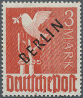 Berlin: 1948, Freimarke 3 M Mit Schwarzem Aufdruck "BERLIN" Und Abart "Ast Am Taubenflügel" Marke Po - Sonstige & Ohne Zuordnung