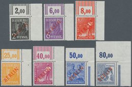 Berlin: 1949, Freimarken Rotaufdruck, 7 Postfrische Werte Platten- Bzw. Walzendruck, Je Einheitlich - Otros & Sin Clasificación