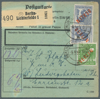 Berlin: 1949: Paketkarte über 6 ½ Kg – DM 1,70 Mit 10 Pf. Und 2 X 80 Pf. Rotaufdruck Ab Berlin-Licht - Other & Unclassified