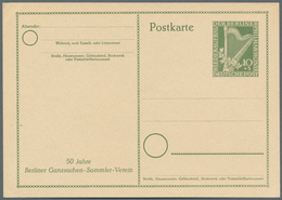 Berlin - Ganzsachen: 1951, Postkarte 10+5 Pf Harfe "Philharmonie", Vs. Links Unten Zudruck "50 Jahre - Altri & Non Classificati