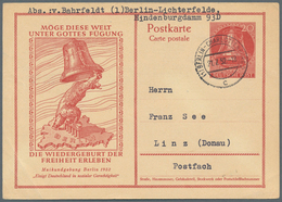 Berlin - Ganzsachen: 1952, Postkarte 20 Pf Rot Glocke "Maifeier", Gebraucht Von "Berlin 21.7.52" Nac - Autres & Non Classés