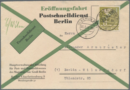 Berlin - Postschnelldienst: 1 Mk Schwarzaufdruck Als EF Auf Laufzeit-Kontroll FDC Der Linie C Ab Ber - Lettres & Documents