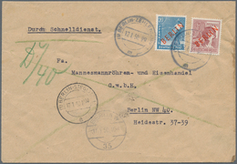 Berlin - Postschnelldienst: 20 U. 60 Pf. Rotaufdruck Zusammen Auf Postschnelldienstbf. Von Berlin-Ze - Storia Postale