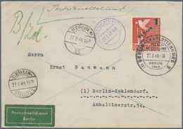 Berlin - Postschnelldienst: 1 DM Grünaufdruck Als EF Auf Postschnelldienstbf. Von Berlin-Charlottenb - Covers & Documents