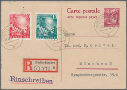 Berlin - Besonderheiten: Fr. Zone Rheinland Pfalz 20 Pf. Doppelkarte Mit Zusatzfrankatur Bund 10 U. - Autres & Non Classés