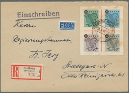 Französische Zone - Baden: 1949, "Rotes Kreuz"-Herzstück Aus Block 2 Neben Notopfermarke Auf R-Brief - Other & Unclassified