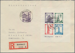 Französische Zone - Baden: 1949. Lot Von 2 Portogerechten R-Briefen, Mit Aufbaublock Gezähnt Bzw. Un - Altri & Non Classificati