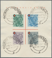 Französische Zone - Baden: 1949, Rotes Kreuz-Block In Type I, Entwertet Mit Vier Stempeln "FREIBURG - Other & Unclassified