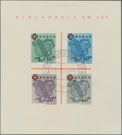 Französische Zone - Baden: 1949, Rotkreuz-Block, Type II Gestempelt "FREIBURG (BREISGAU) 29.3.49”, S - Other & Unclassified