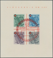 Französische Zone - Baden: 1949, Rotes Kreuz Block, Plattentype II / IV Mit Seltenem Tiefrotem Sonde - Altri & Non Classificati