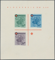 Französische Zone - Rheinland Pfalz: 1949, Rotkreuzblock Mit Fehlender Farbe Dkl'grünlichgrau (40 Pf - Andere & Zonder Classificatie