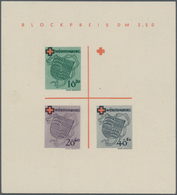 Französische Zone - Württemberg: 1949, Rot Kreuz-Block Mit Abart "Farbe Lebhaftkobaltblau Fehlend" ( - Other & Unclassified
