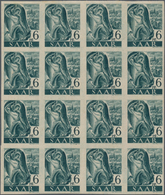 Saarland (1947/56): 1947, 6 Pf Schwarzblaugrün Im Postfrischen 16er-Block Ungezähnt, Rücks. Einige S - Unused Stamps